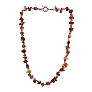 Fire Opal and Carnelian Chips 195.00 ctw Necklace in Goldtone (20 Inches)