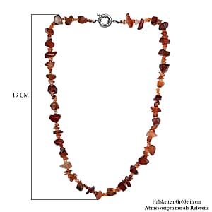 Fire Opal and Carnelian Chips 195.00 ctw Necklace in Goldtone (20 Inches)
