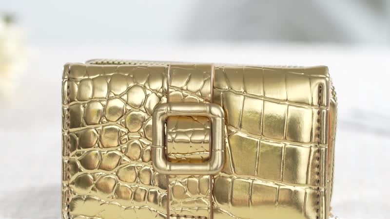 Gold Crocodile Embossed RFID Protected Faux Leather Wallet (4.3"x3.2")
