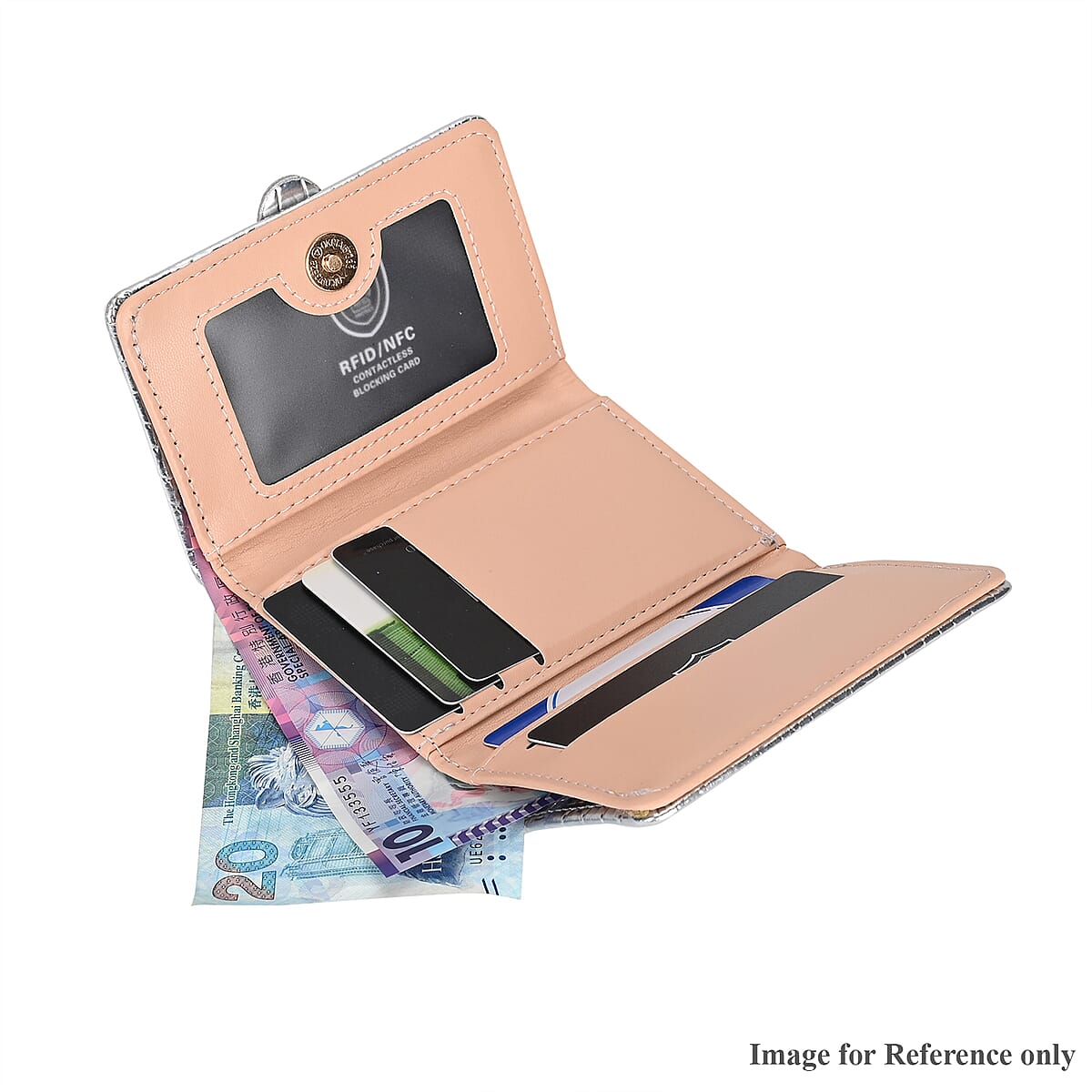 Silver Crocodile Embossed RFID Protected Faux Leather Wallet image number 5