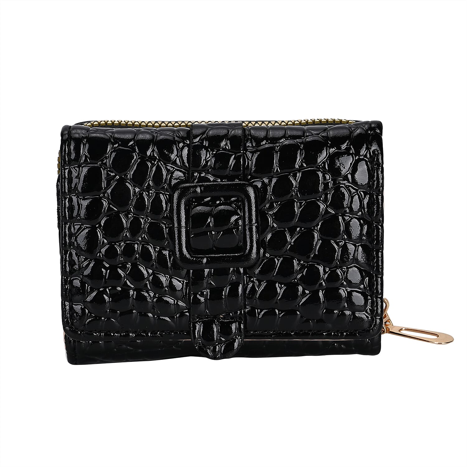 Gold Crocodile Embossed RFID Protected Faux Leather Wallet (4.3"x3.2")
