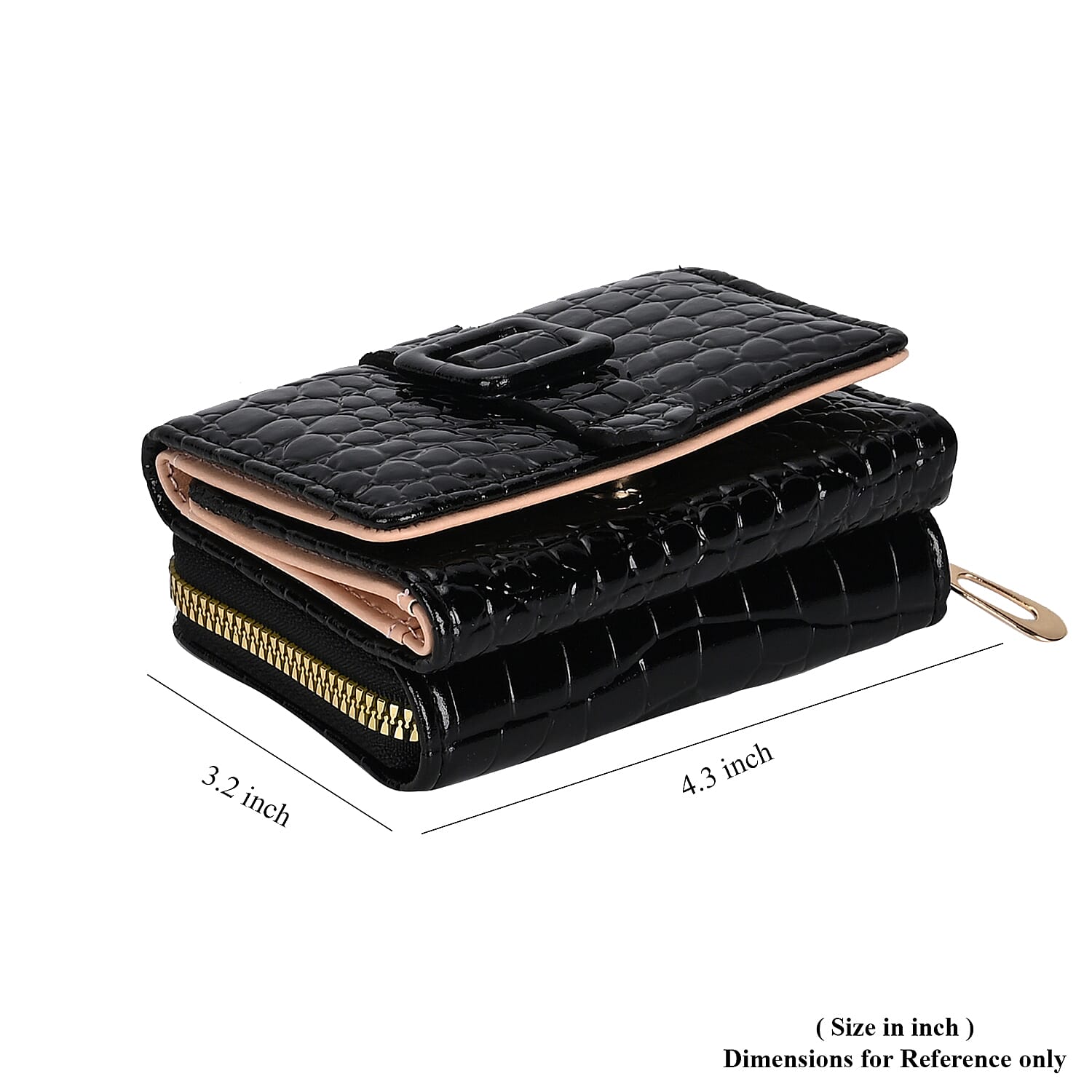 Black Crocodile Embossed RFID Protected Faux Leather Wallet
