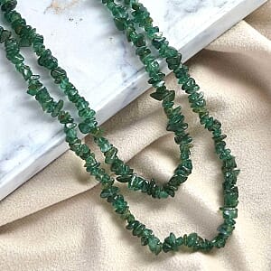 Green Aventurine 215.00 ctw Necklace in Silvertone 36 Inches