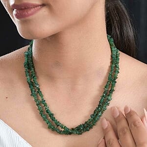 Green Aventurine 215.00 ctw Necklace in Silvertone 36 Inches
