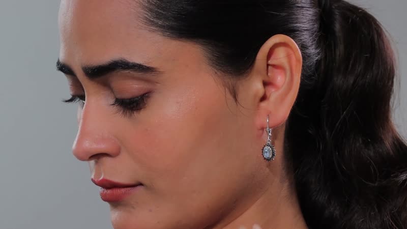 Santa Maria Aquamarine and Multi Color Diamond 1.40 ctw Ocean Blossom Earrings in Rhodium Over Sterling Silver