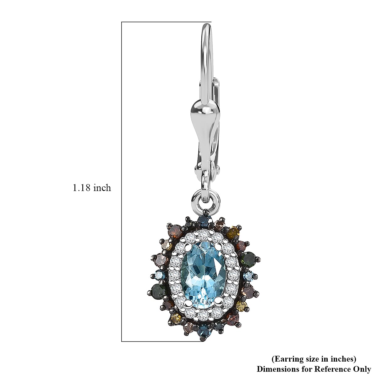 Santa Maria Aquamarine and Multi Color Diamond 1.40 ctw Ocean Blossom Earrings in Rhodium Over Sterling Silver