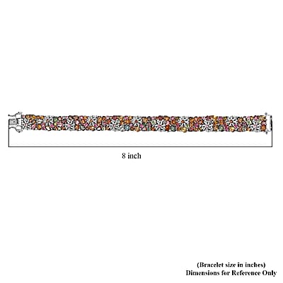 D'Joy Multi-Tourmaline and Moissanite 18.50 ctw Celestial Garden Bracelet in Rhodium Over Sterling Silver (7.25 In)