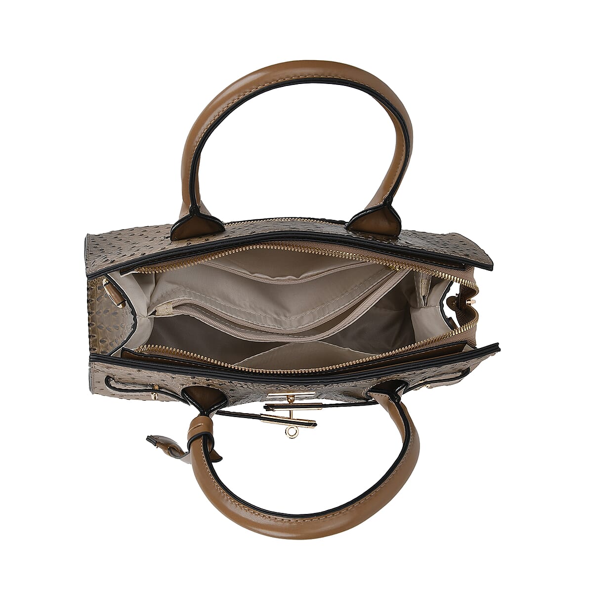 Gray Croco Embossed Faux Leather Tote Bag with Shoulder Strap image number 4