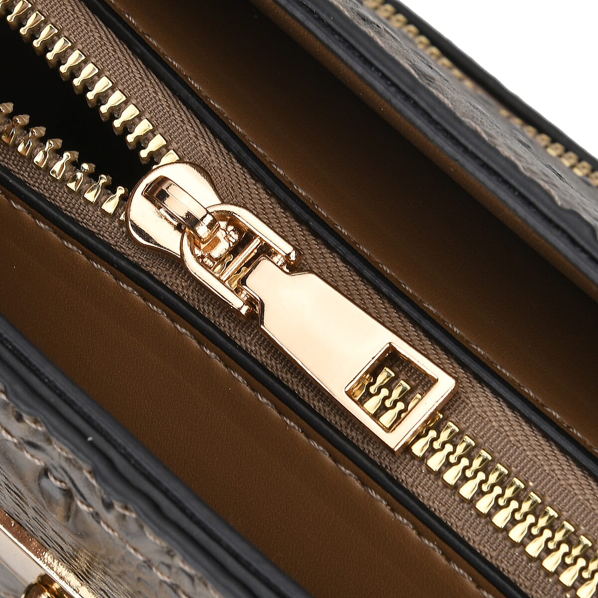 Gray Croco Embossed Faux Leather Tote Bag with Shoulder Strap image number 5