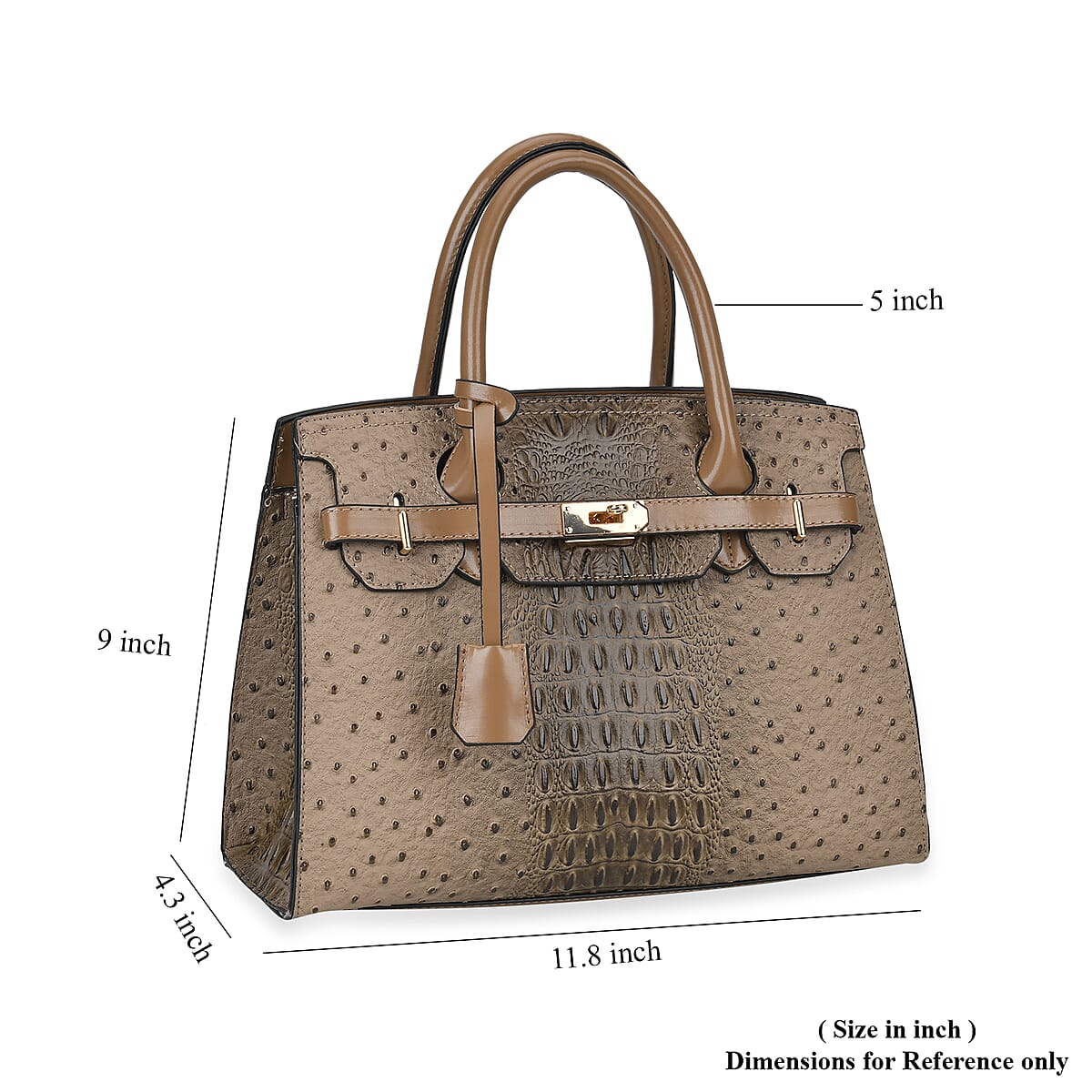 Gray Croco Embossed Faux Leather Tote Bag with Shoulder Strap image number 6