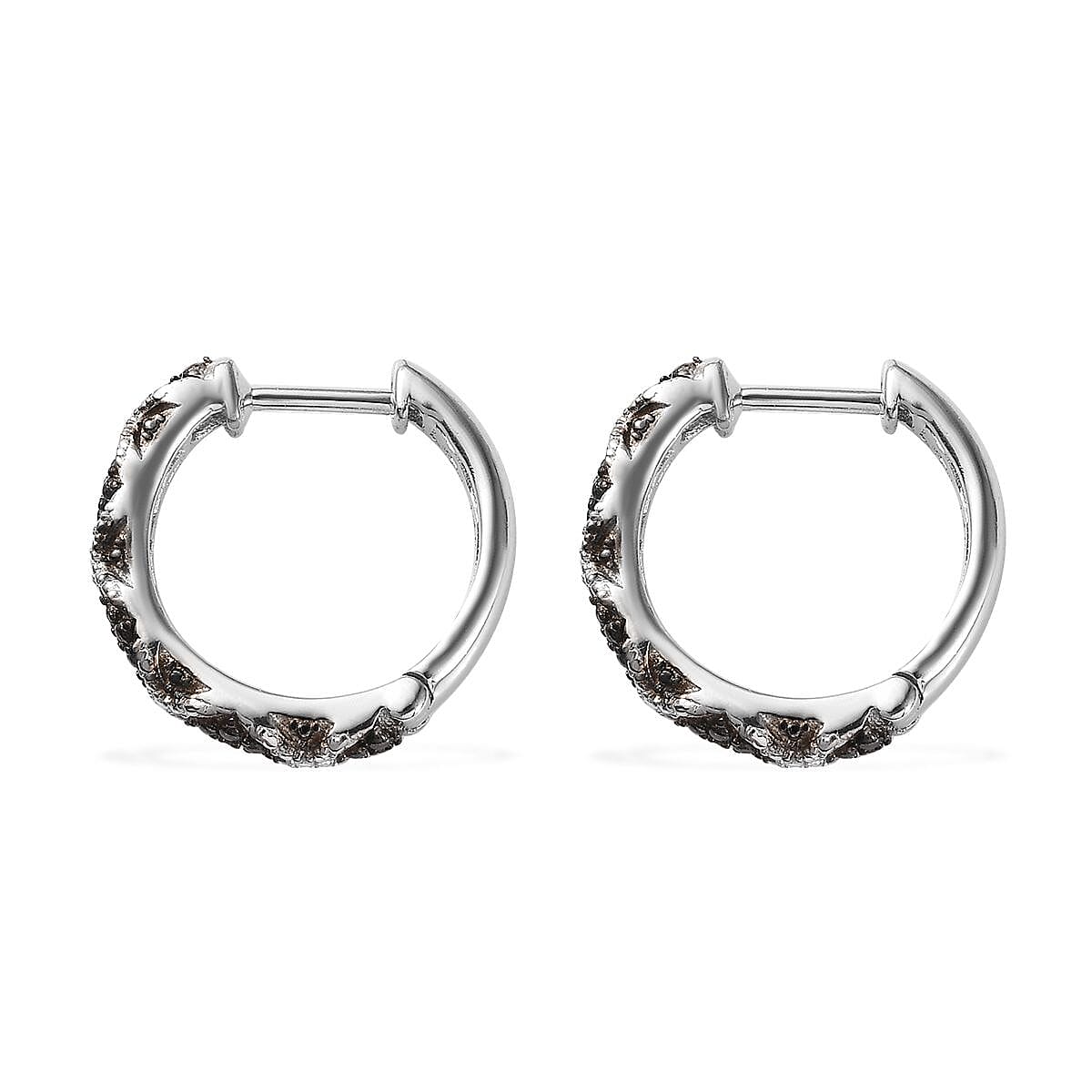 Karis Blue Diamond Accent Hoop Earrings in Platinum Bond