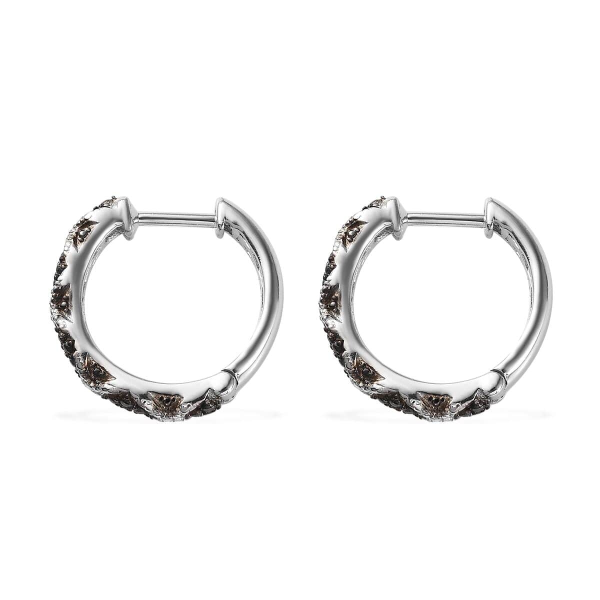 Karis Blue Diamond (IR) Accent Hoop Earrings in Platinum Bond image number 2