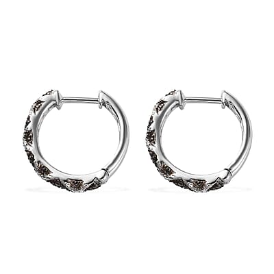 Karis Blue Diamond Accent Hoop Earrings in Platinum Bond