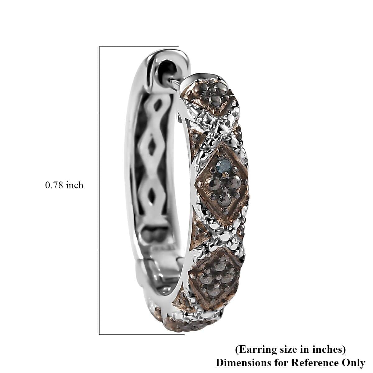 Karis Blue Diamond (IR) Accent Hoop Earrings in Platinum Bond image number 3