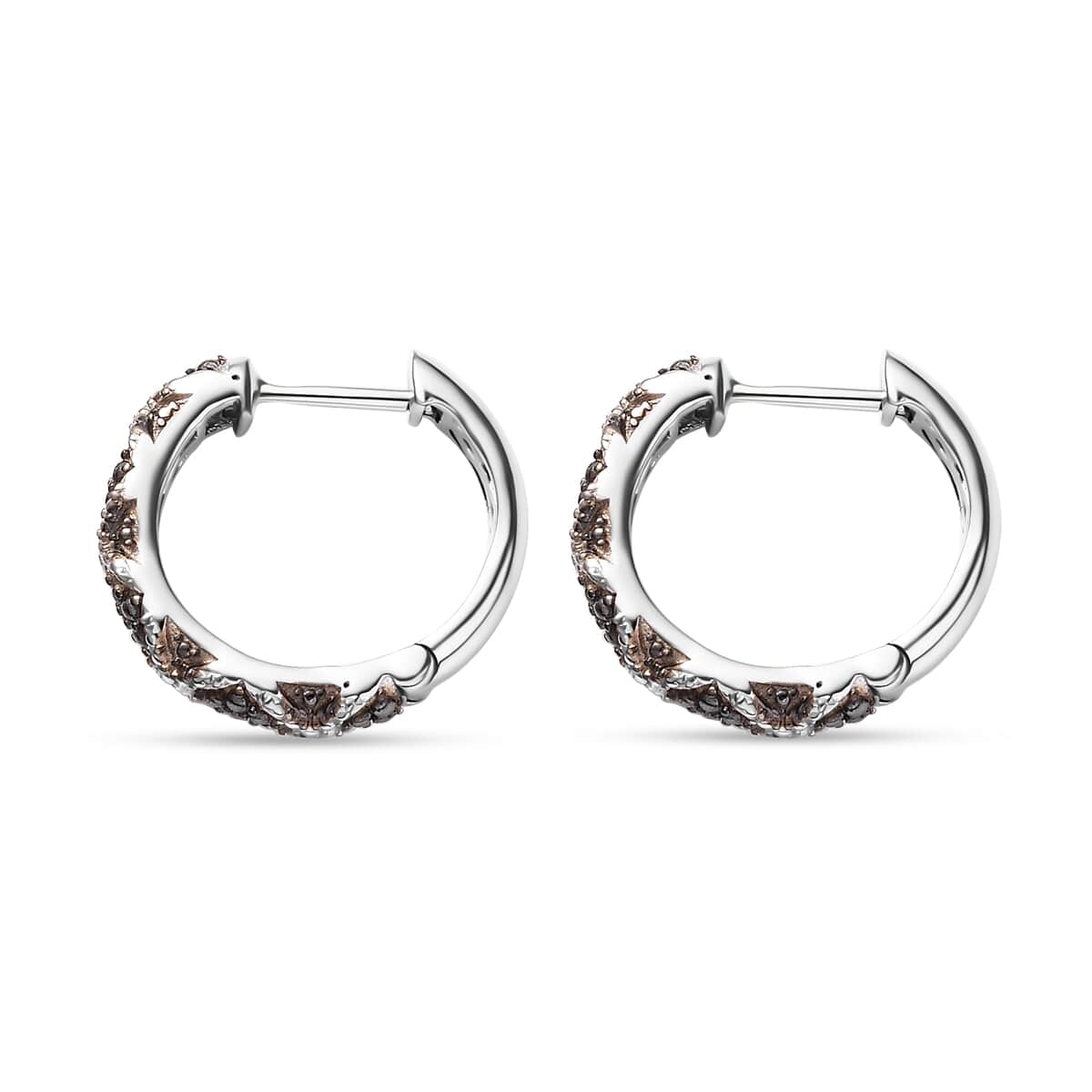 Karis Green Diamond Accent Hoop Earrings in Platinum Bond image number 3