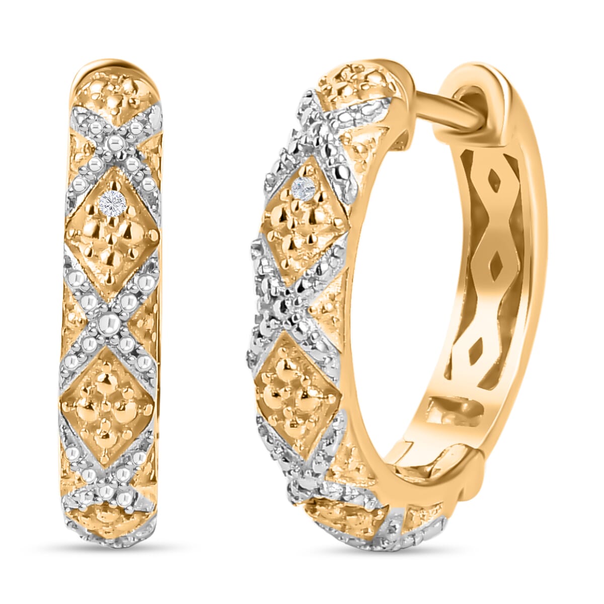 Karis Yellow Diamond Accent Hoop Earrings in 18K YG Plated image number 0