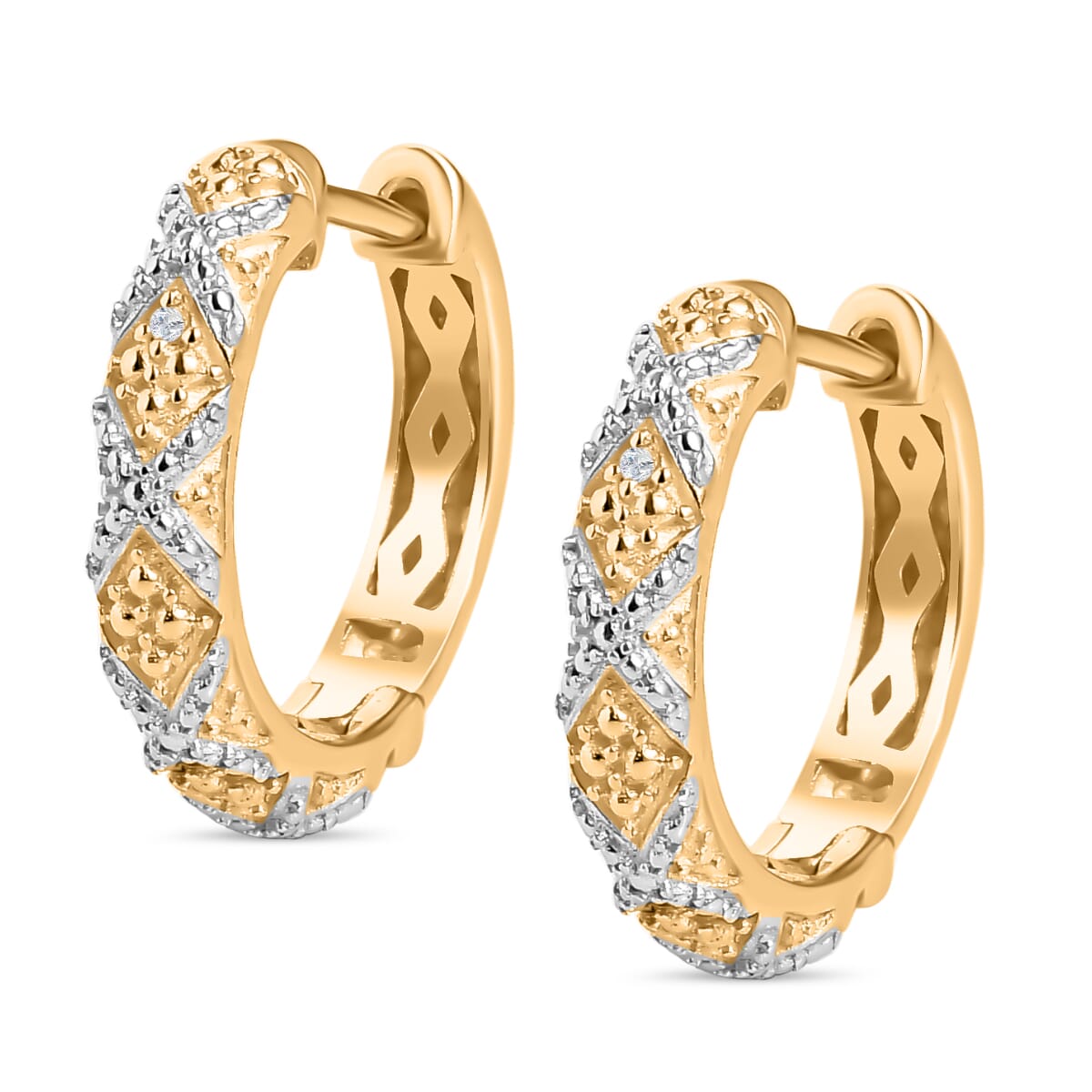 Karis Yellow Diamond Accent Hoop Earrings in 18K YG Plated image number 3