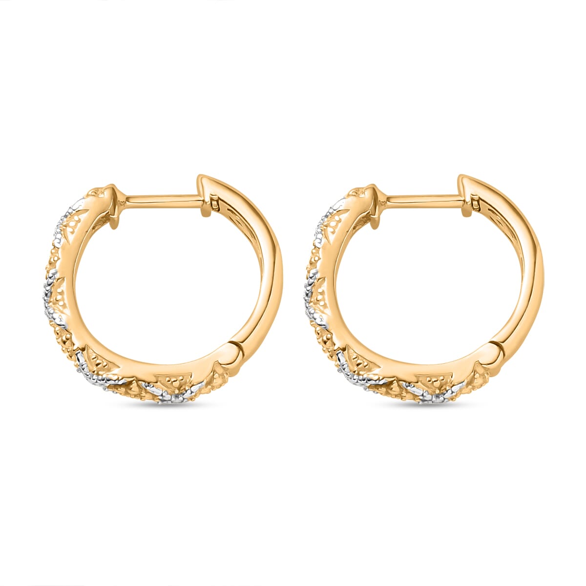 Karis Yellow Diamond Accent Hoop Earrings in 18K YG Plated image number 4