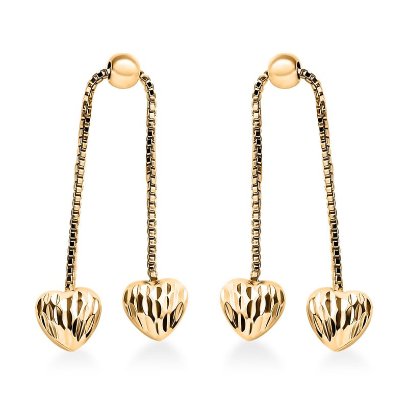 Heart Earrings in 14K Yellow Gold Over Sterling Silver 2 Grams