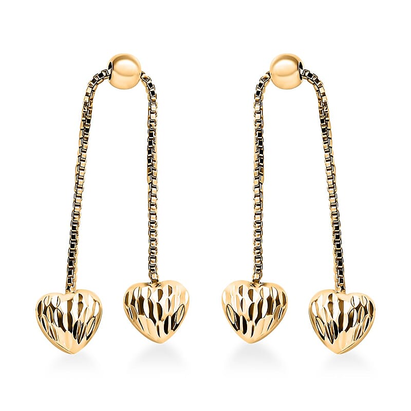Heart Earrings in 14K Yellow Gold Over Sterling Silver 2 Grams