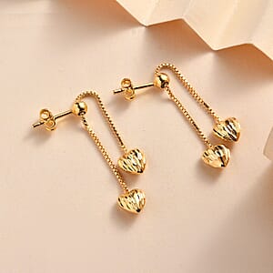 Heart Earrings in 14K Yellow Gold Over Sterling Silver 2 Grams