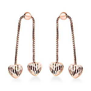 Heart Earrings in 14K Rose Gold Over Sterling Silver 2 Grams