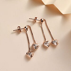 Heart Earrings in 14K Rose Gold Over Sterling Silver 2 Grams