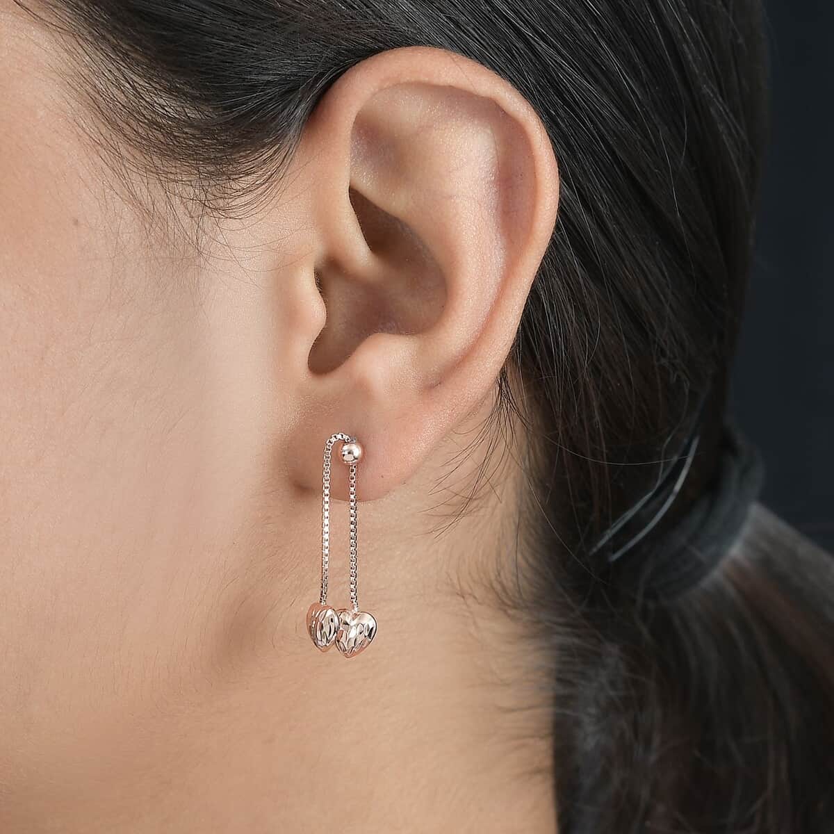 Heart Earrings in 14K Rose Gold Over Sterling Silver 2 Grams image number 2