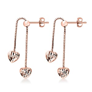 Heart Earrings in 14K Rose Gold Over Sterling Silver 2 Grams