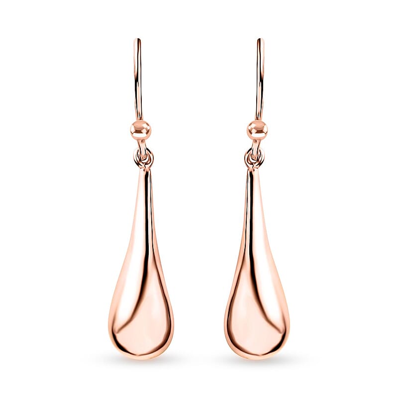 Water Drop Earrings in 14K Rose Gold Over Sterling Silver 1.95 Grams