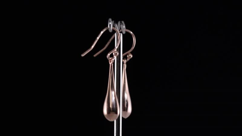 Water Drop Earrings in 14K Rose Gold Over Sterling Silver 1.95 Grams