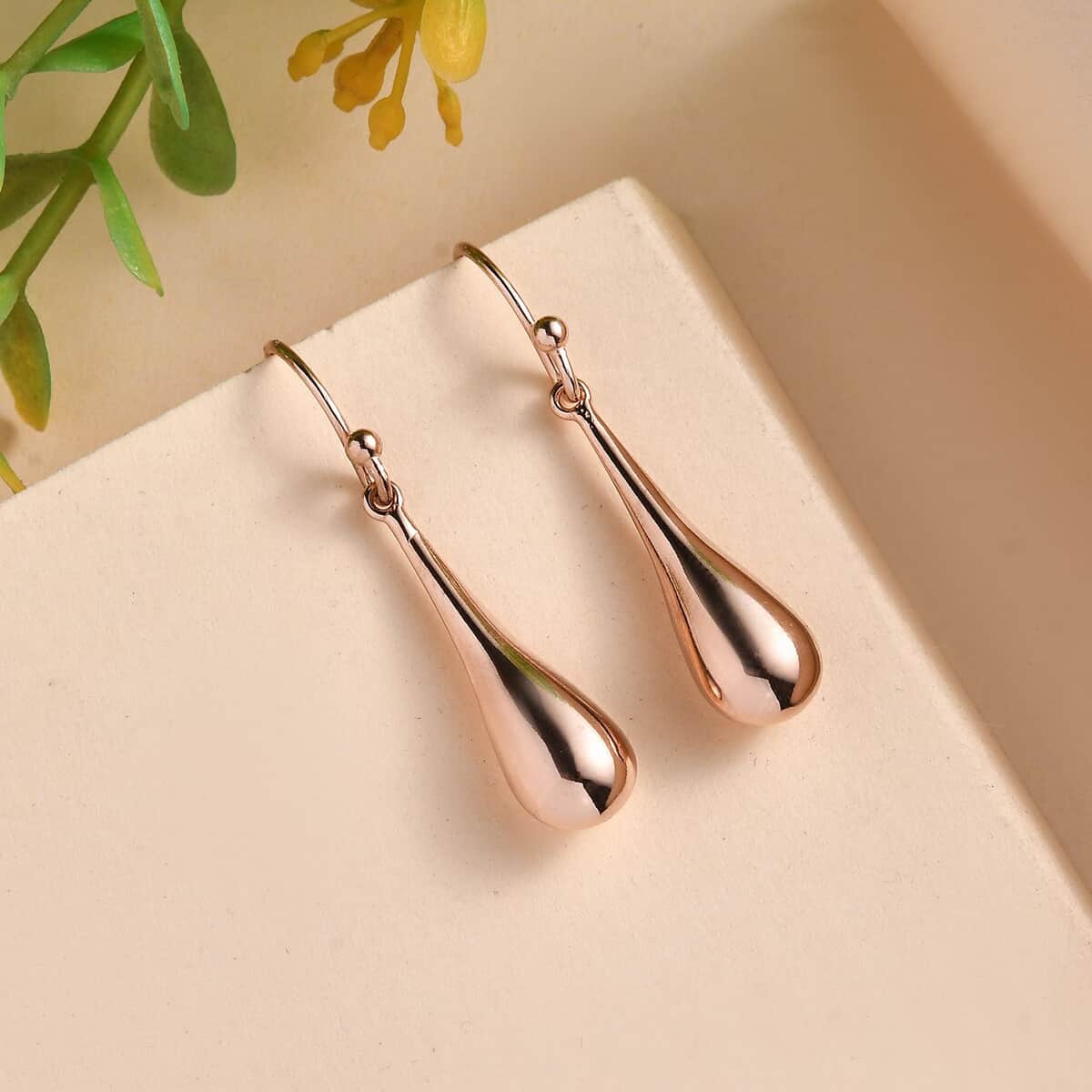 Water Drop Earrings in 14K Rose Gold Over Sterling Silver 1.95 Grams image number 1