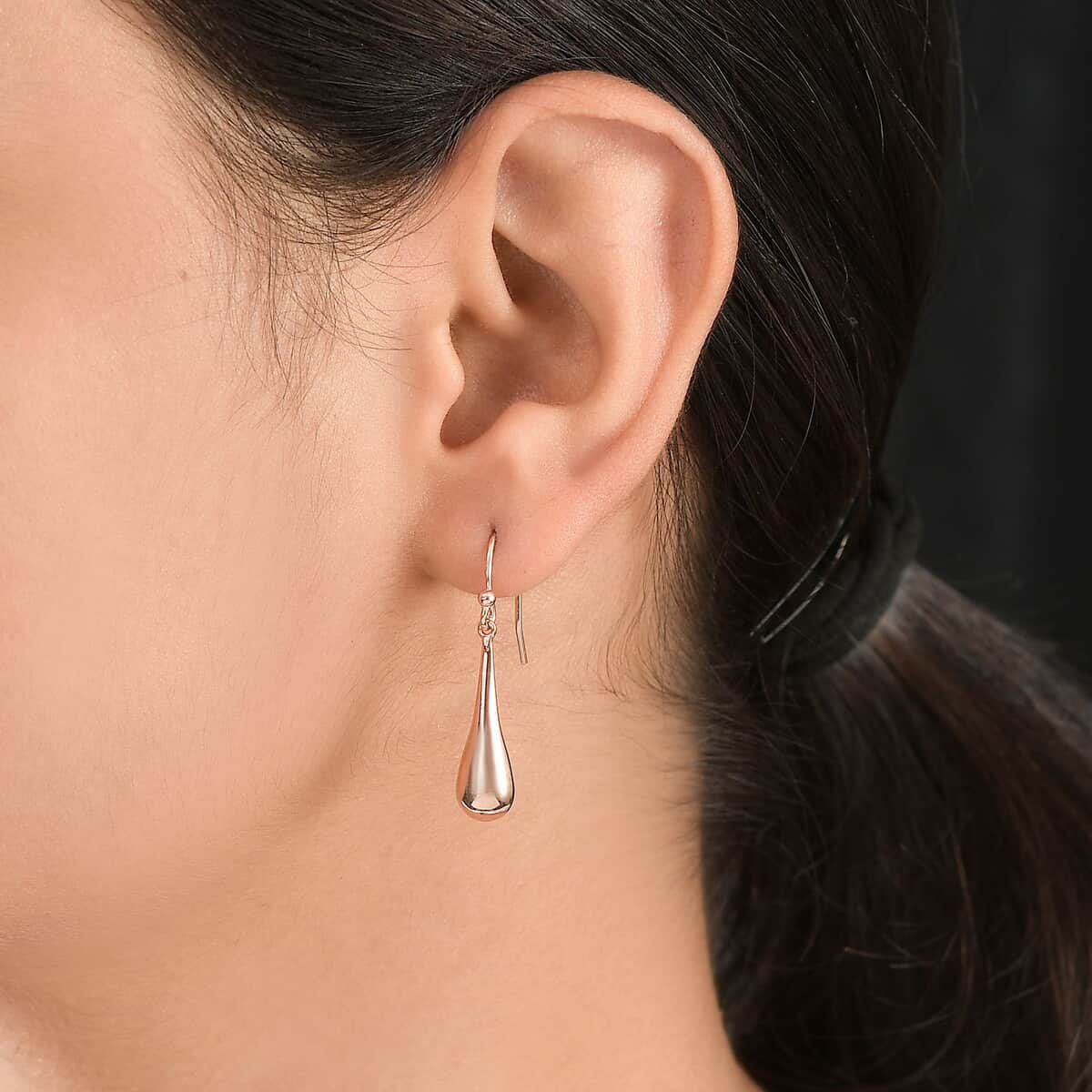 Water Drop Earrings in 14K Rose Gold Over Sterling Silver 1.95 Grams image number 2