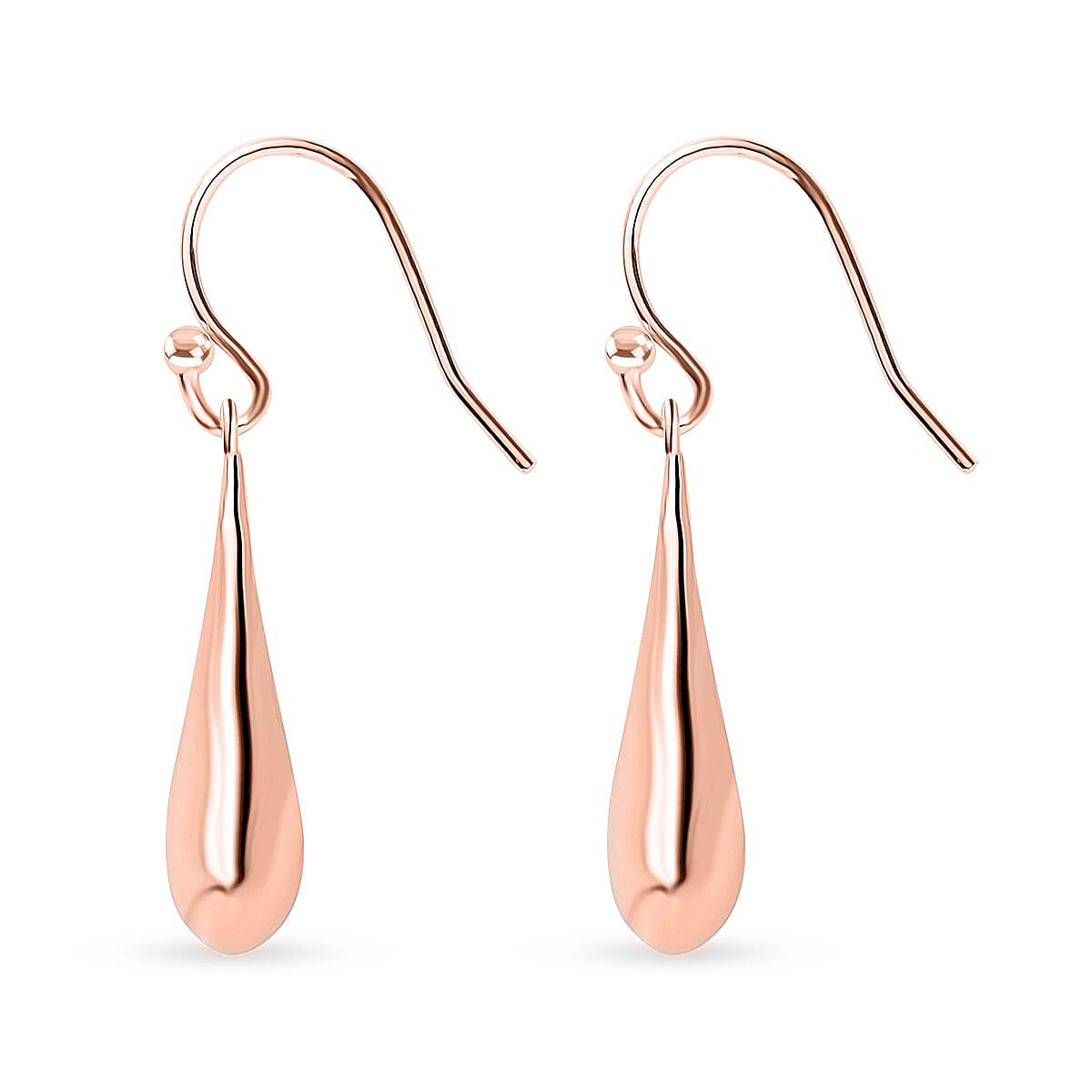 Water Drop Earrings in 14K Rose Gold Over Sterling Silver 1.95 Grams