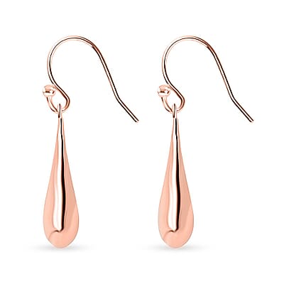 Water Drop Earrings in 14K Rose Gold Over Sterling Silver 1.95 Grams