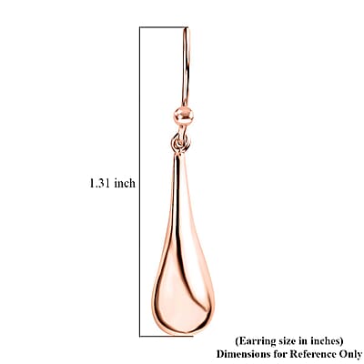 Water Drop Earrings in 14K Rose Gold Over Sterling Silver 1.95 Grams