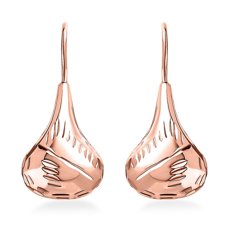 Organic Shape Teardrop Earrings in 14K RG Over Sterling Silver 2.50 Grams