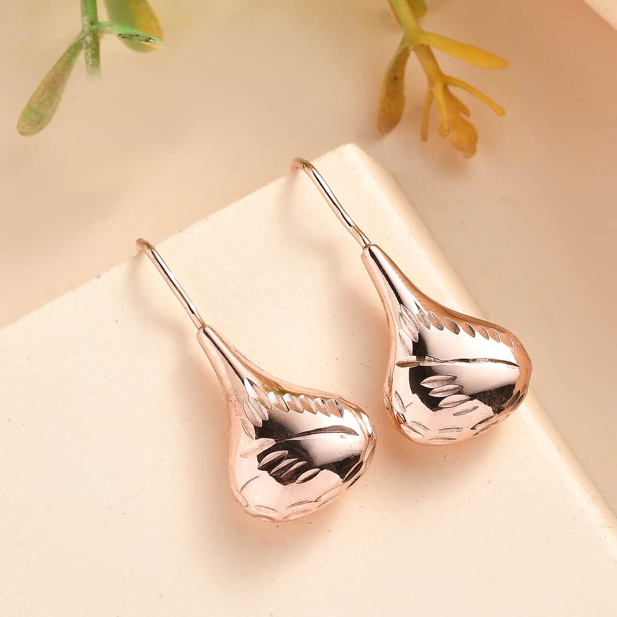 Organic Shape Teardrop Earrings in 14K RG Over Sterling Silver 2.50 Grams image number 1