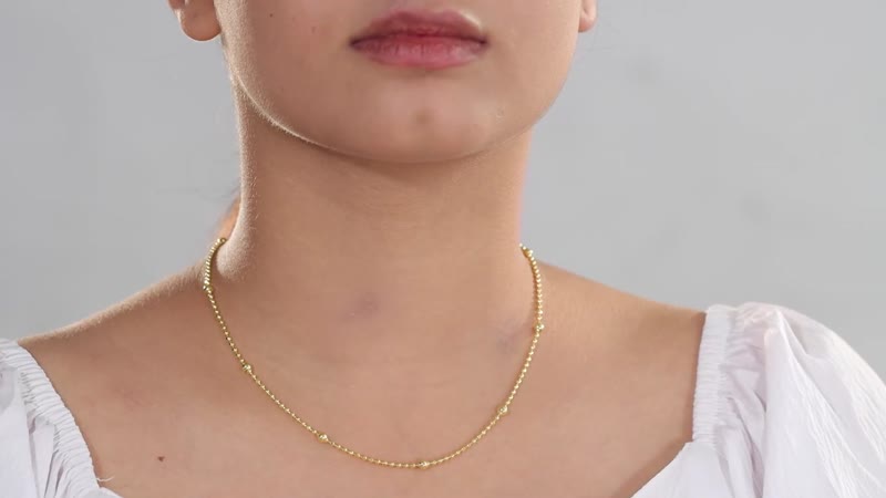 Station Chain Necklace in 14K YG Over Sterling Silver 6 Grams 20 Inches
