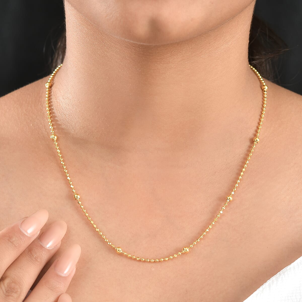 Station Chain Necklace in 14K YG Over Sterling Silver 6 Grams 20 Inches image number 2