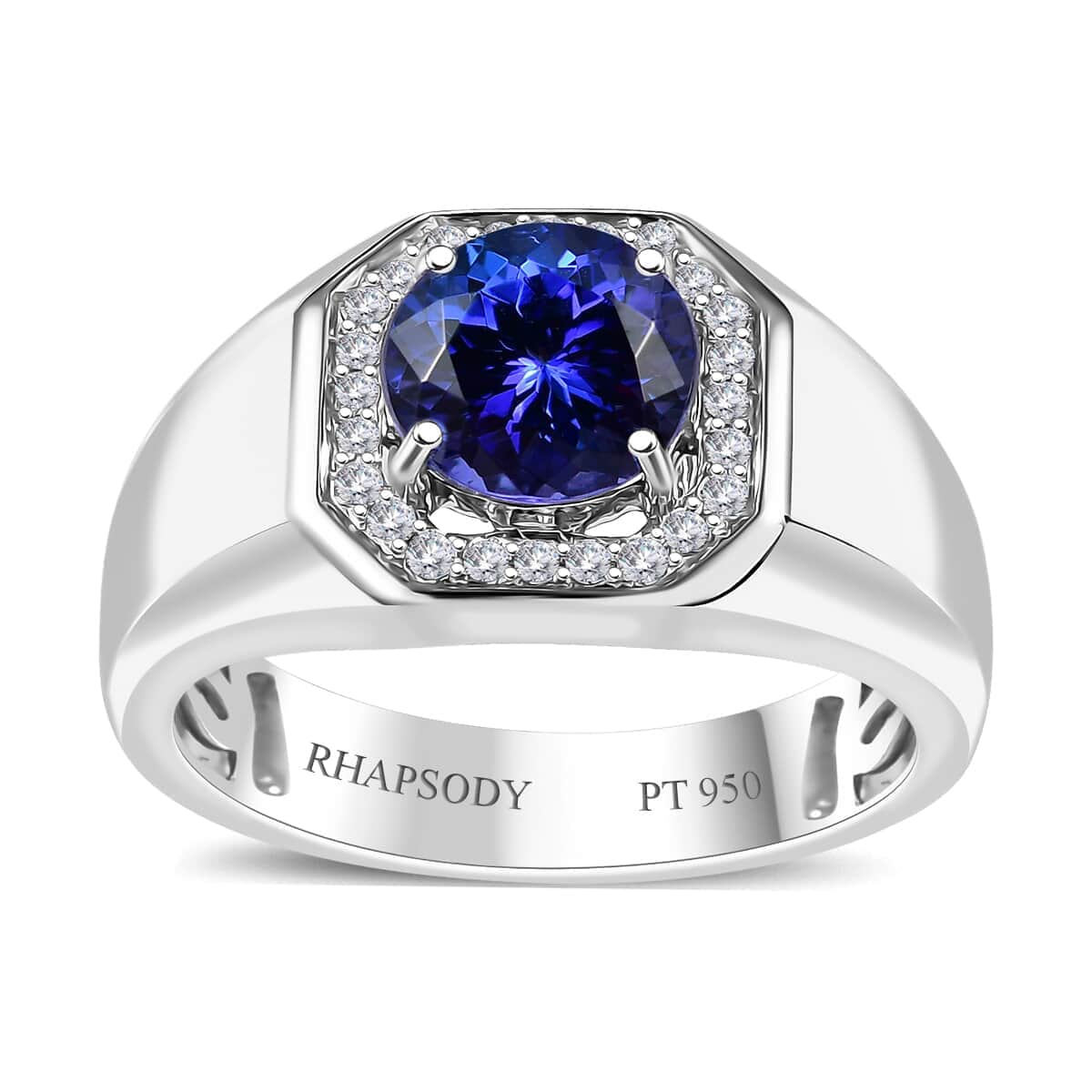 Rhapsody AAAA Tanzanite and E-F VS Diamond 2.60 ctw Men's Ring in 950 Platinum (Size 10.0) 11.50 Grams image number 0