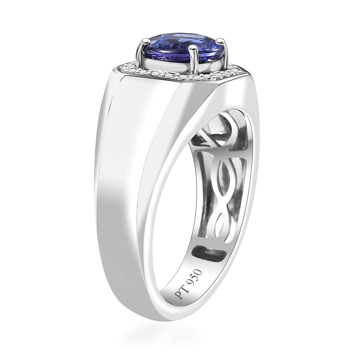 Rhapsody AAAA Tanzanite and E-F VS Diamond 2.60 ctw Men's Ring in 950 Platinum (Size 10.0) 11.50 Grams image number 3