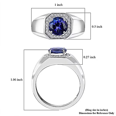 Rhapsody AAAA Tanzanite and E-F VS Diamond 2.60 ctw Men's Ring in 950 Platinum (Size 10.0) 11.50 Grams