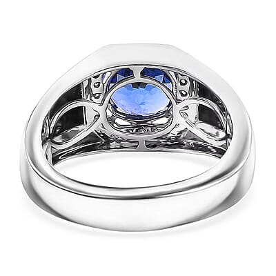 Rhapsody AAAA Tanzanite and E-F VS Diamond 2.60 ctw Men's Ring in 950 Platinum (Size 10.0) 11.50 Grams