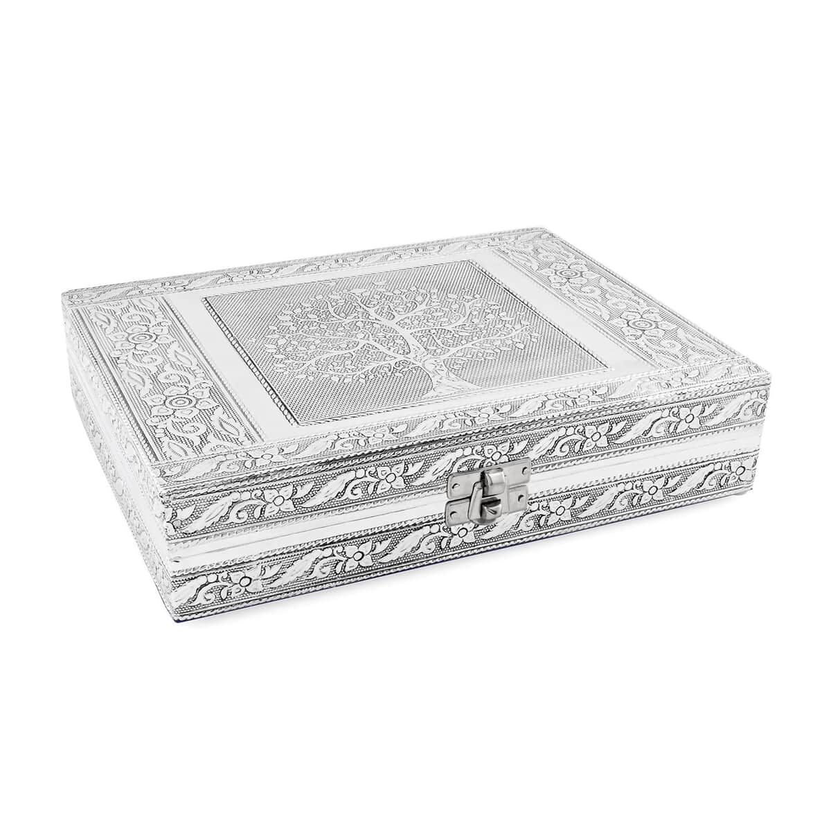 Handcrafted Aluminium Tree of Life Embossed Jewelry Box image number 1