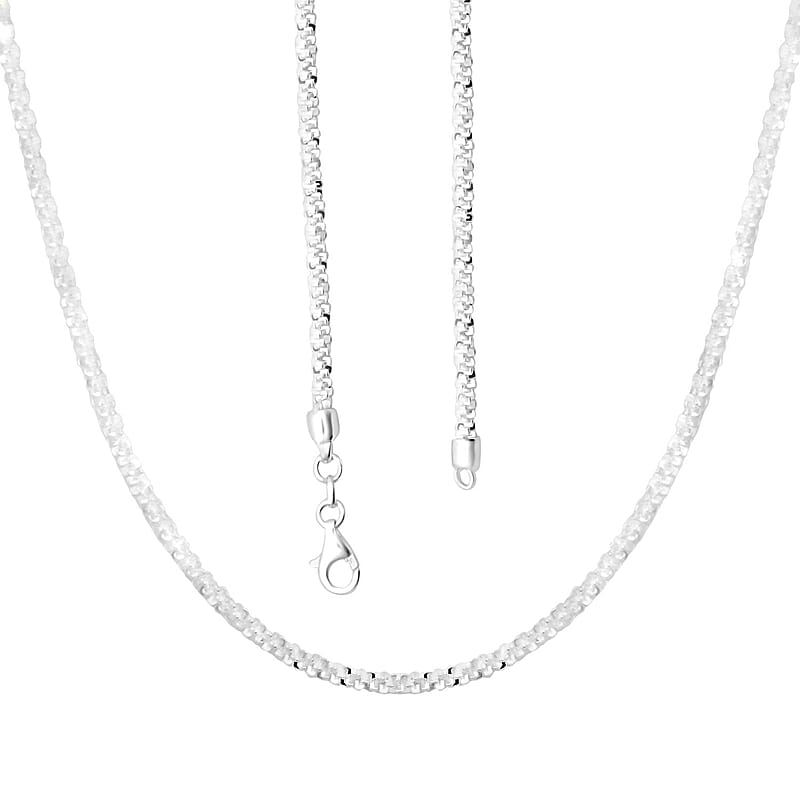 Sterling Silver Sparkle Chain Necklace 26 Inches 17.75 Grams