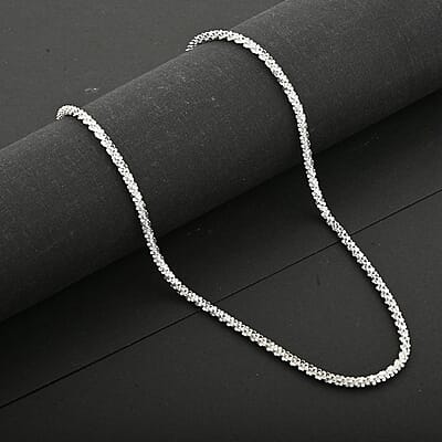 Sterling Silver Sparkle Chain Necklace 26 Inches 17.75 Grams