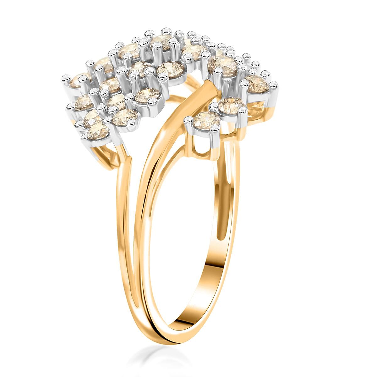 NY Closeout Deal Diamond 1.00 ctw Floral Ring in 10K Yellow Gold (Size 11.0) image number 3