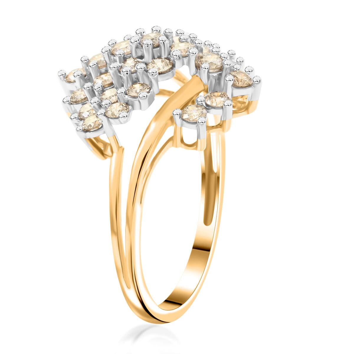 New York Closeout 10K Yellow Gold Diamond Floral Ring (Size 6.0) 1.00 ctw image number 3