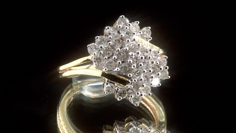 Mega Clearance New York Closeout 10K Yellow Gold Diamond Floral Ring (Size 10.0) 1.00 ctw